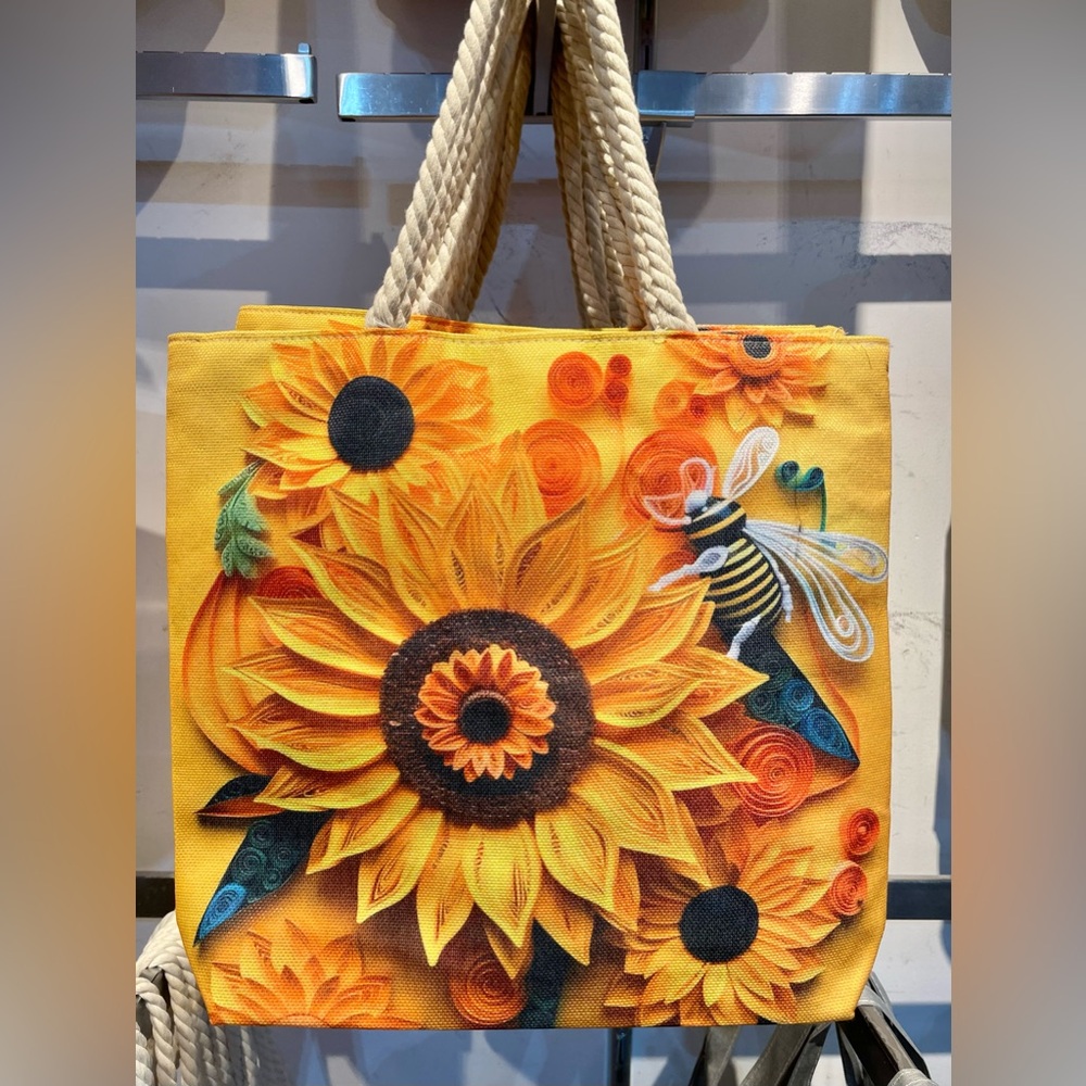 NEW Sunflower & Bee Tote Bag - Yellow Floral Print